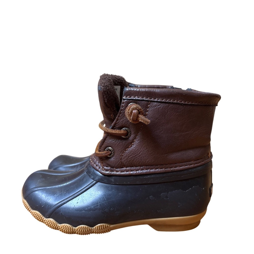 Sperry Saltwater Duck Boots Kids Brown Navy Blue Waterproof Winter SIZE 9M
